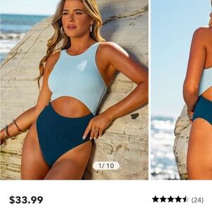 x JoJo Sunstone Colorblock Cutout One-Piece Swimsuit